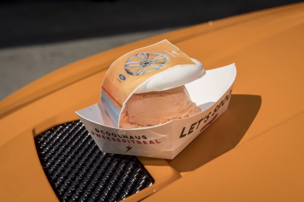 2018 Ford Mustang with Coolhaus Orange Fury ice cream sandwich. Coolhaus, Culver City, CA. Photo: James Lipman / jameslipman.com